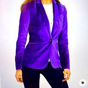 NWT Gorgeous bright purple Talbots Velvet Plush Blazer one button up size 8P